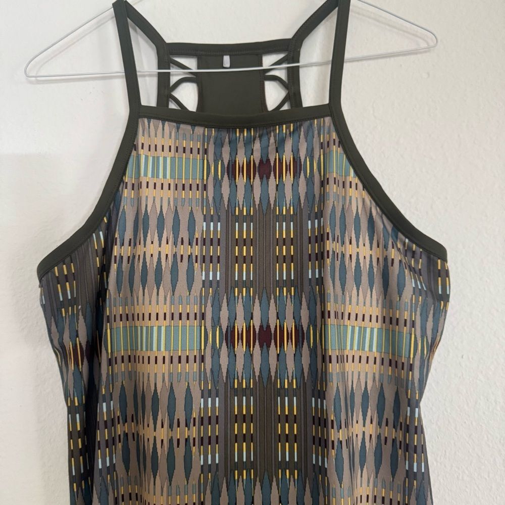 Prana Ardor Elastic Sports Dress Build in Bra Sz M Olive Green Athleisure Comfy - Picture 5 of 15